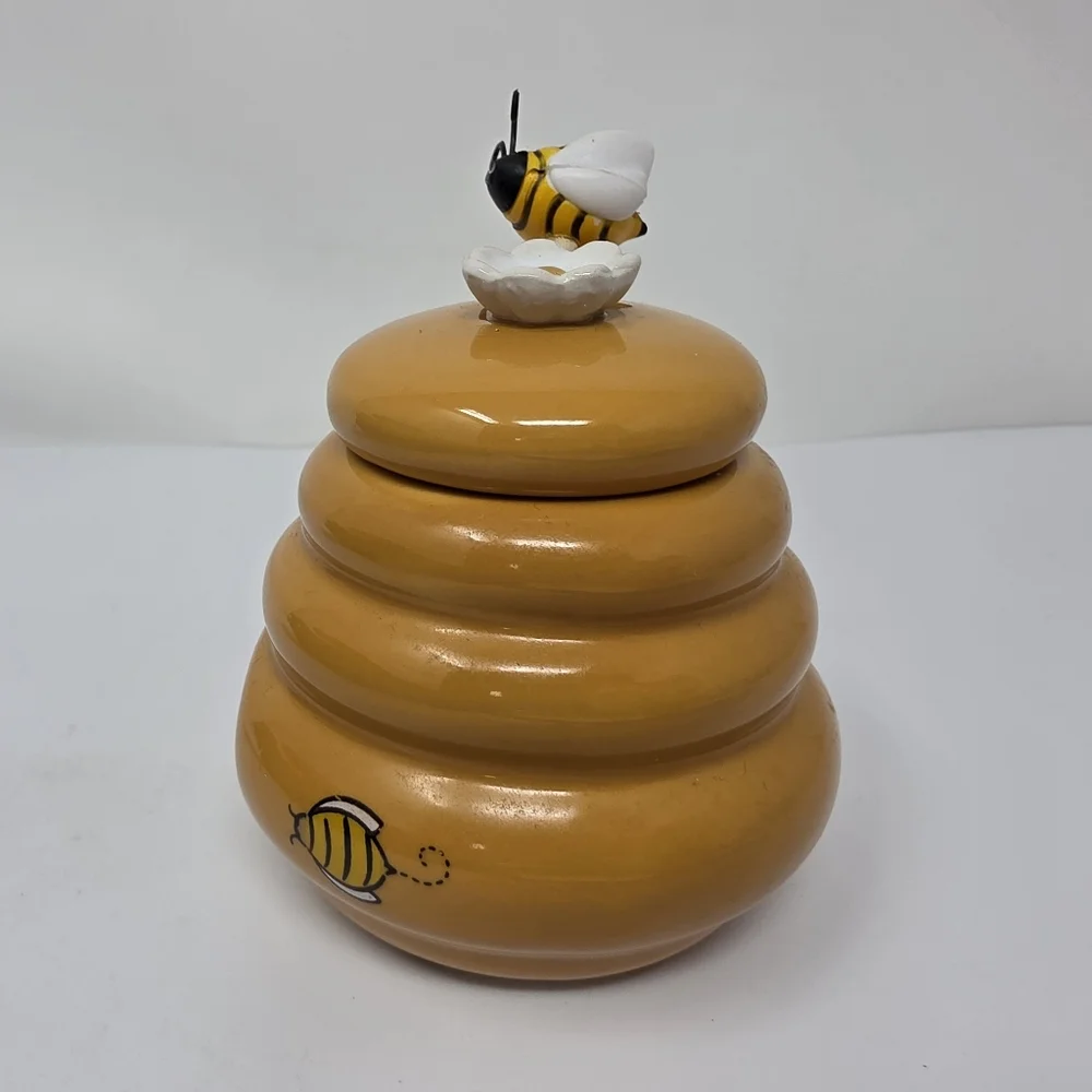 Ceramic Mini Honey Jar 140ml with Lid and Dipper Stick Retro Honey Storage Conta